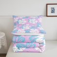 thumbnail image 4 of Erosebridal Boho Flowers Bedding Room Decor for Teen Blue and White Floral Decor Comforter Set, Preppy Pink Bedding Queen 3 Piece, 1 Comforter 2 Pillowcases, 4 of 5