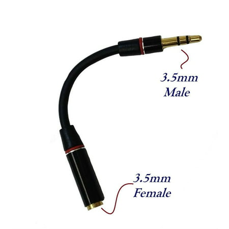 3.5mm Extender, Slim 3.5mm Male to Female Stereo Audio Extender Cable Adapter Gold Plated Compatible for iPhone, iPad or Smartphones, Tablets, Media Players