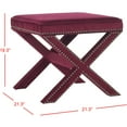 thumbnail image 4 of SAFAVIEH Palmer Ottoman Brass Nail Head Red Velvet, 4 of 5