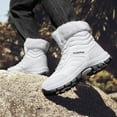 thumbnail image 2 of Winter Hiking Boots for Women Men Trendy Lace up Outdoor Ski Booties Plush Warm Antislip High Top Snow Boots White Size 8.5, 2 of 7