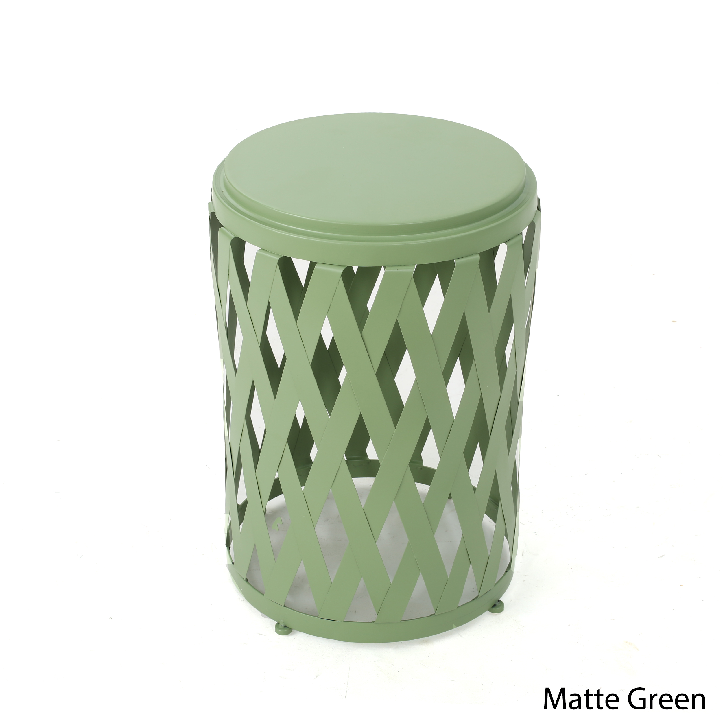 Ellen Outdoor Modern 14 Inch Iron Side Table Matte Green Walmart Com Walmart Com