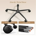 thumbnail image 5 of Armless Vanity Chair with Wheels, Comfy Velvet Desk Chair, Ergonomic Office Chair with Back for Small Space, Pink, 5 of 11