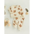 thumbnail image 3 of Franhais Baby Pants Set, Cartoon Bear Print Long Sleeve  Sweatshirt with Elastic Waist Sweatpants, 3 of 9