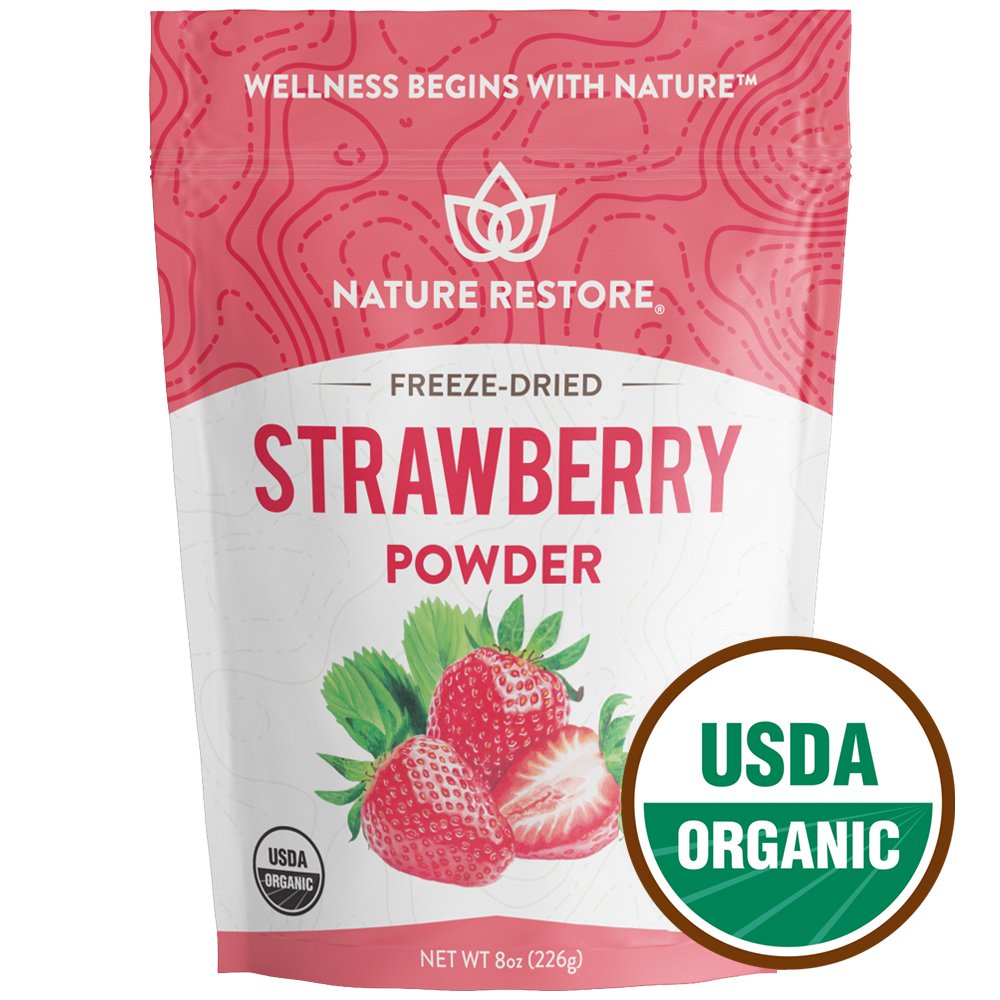 Nature Restore Organic Freeze Dried Strawberry Powder, 8 Ounce