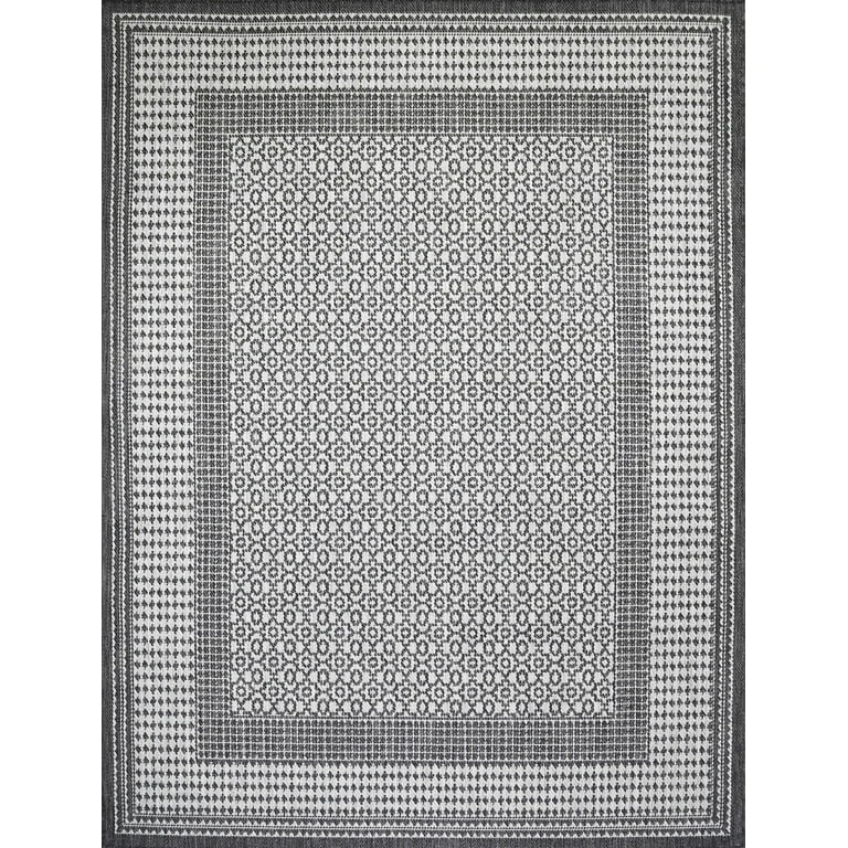 Benissimo Gray 6 ft. x 9 ft Floral Modern Polypropylene Indoor/Outdoor Area Rug