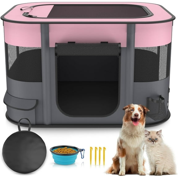 MAXLAPTER Pet Playpen for Dog Cat Rabbit, Portable Foldable Exercise Pen Tent, Breathable Shade Cover, Indoor Outdoor Travel Use