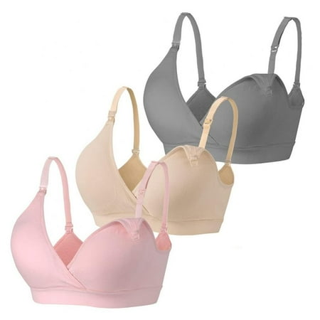 Valcatch 3 Pack Women s Seamless Nursing Bra V Neck Wirefree Maternity Breastfeeding Bralette