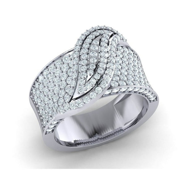 Real 2carat Round Cut Diamond Prong Fancy Decorative Cluster Wedding Band Bridal Anniversary Solid 10K Gold JK I1