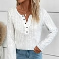 thumbnail image 6 of Giftesty Womens Shirts Fashion Women's Button V-Neck Long Sleeve Casual T-Shirt Top Solid Loose Blouse, 6 of 6