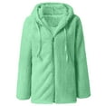 thumbnail image 4 of IROINNID Shearling Jacket for Women Casual Solid Winter Warm Jacket Zipper Hooded Plush Warm Loose Soft Coat,Mint Green, 4 of 5