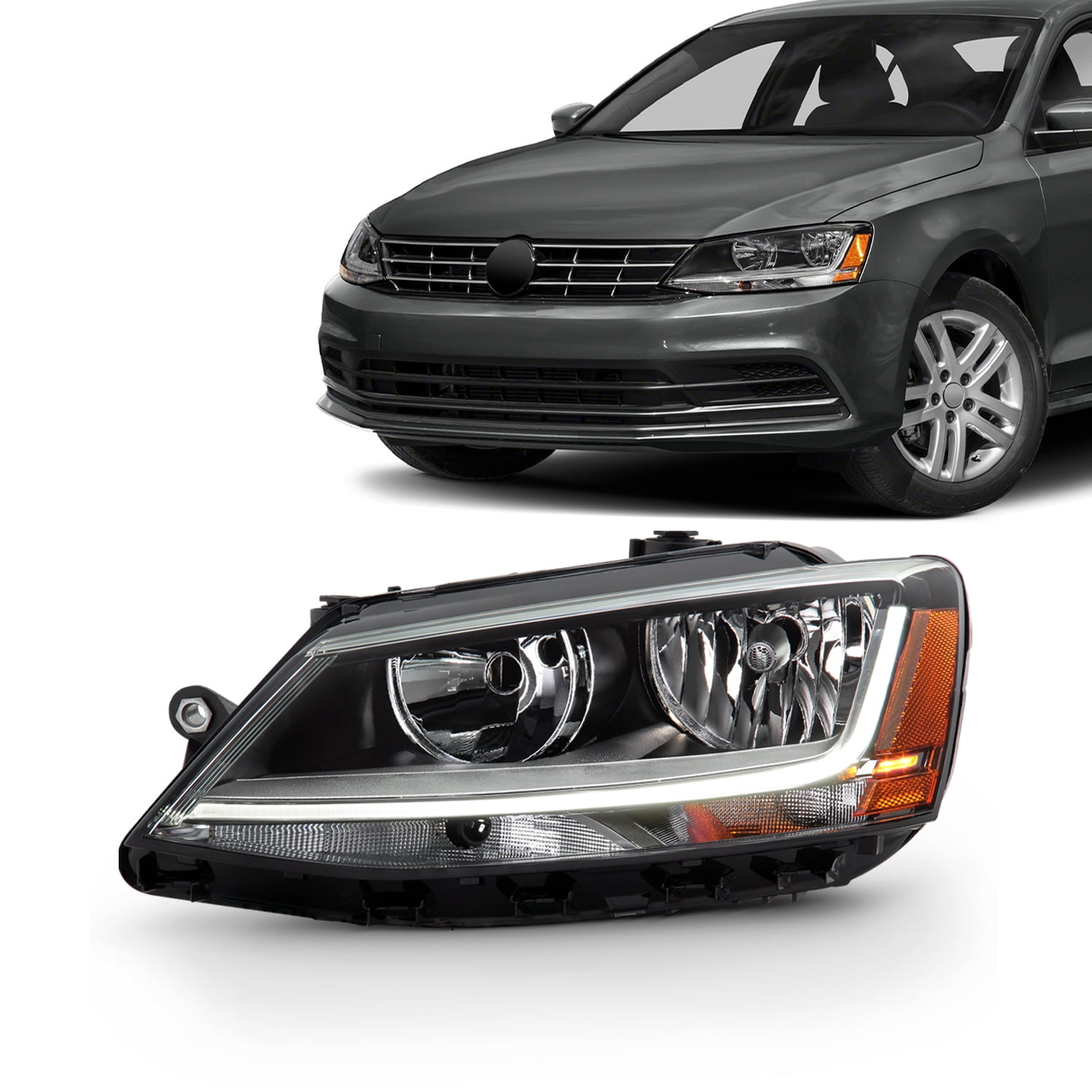 Fit 2011-2018 VW Jetta 4-Door Sedan Passenger Right Headlight Replacement