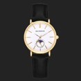 thumbnail image 2 of Reloj de cuarzo para parejas con esfera blanca y elegante diseño de cristal dorado Glamour, 2 of 2