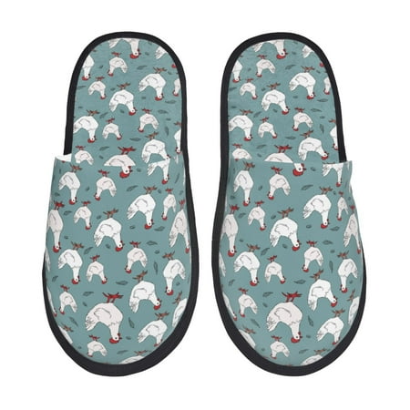 Balery Farm Birds Slient Indoor Furry Fleece Comfort House Shoes Soft Non-Slip Home Shoes Cotton slippers House Slippers-- Large