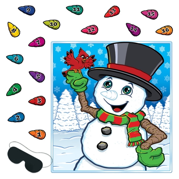 Pin The Nose On The Snowman Game, 19" x 17.5", (4/Pkg)