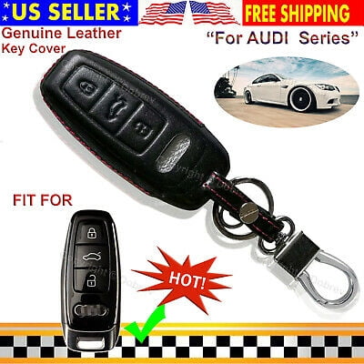 Dobrev Genuine Leather Case Protector Holder Keyless Entry Remote Skin Fob Cover for Audi  2019 2020 Audi A6L A8L A6 A7 A8 Smart Key