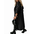 thumbnail image 4 of Autumn Winter Womens Classic Coat Lapel Collar Open Front Belted Long Jacket, 4 of 5