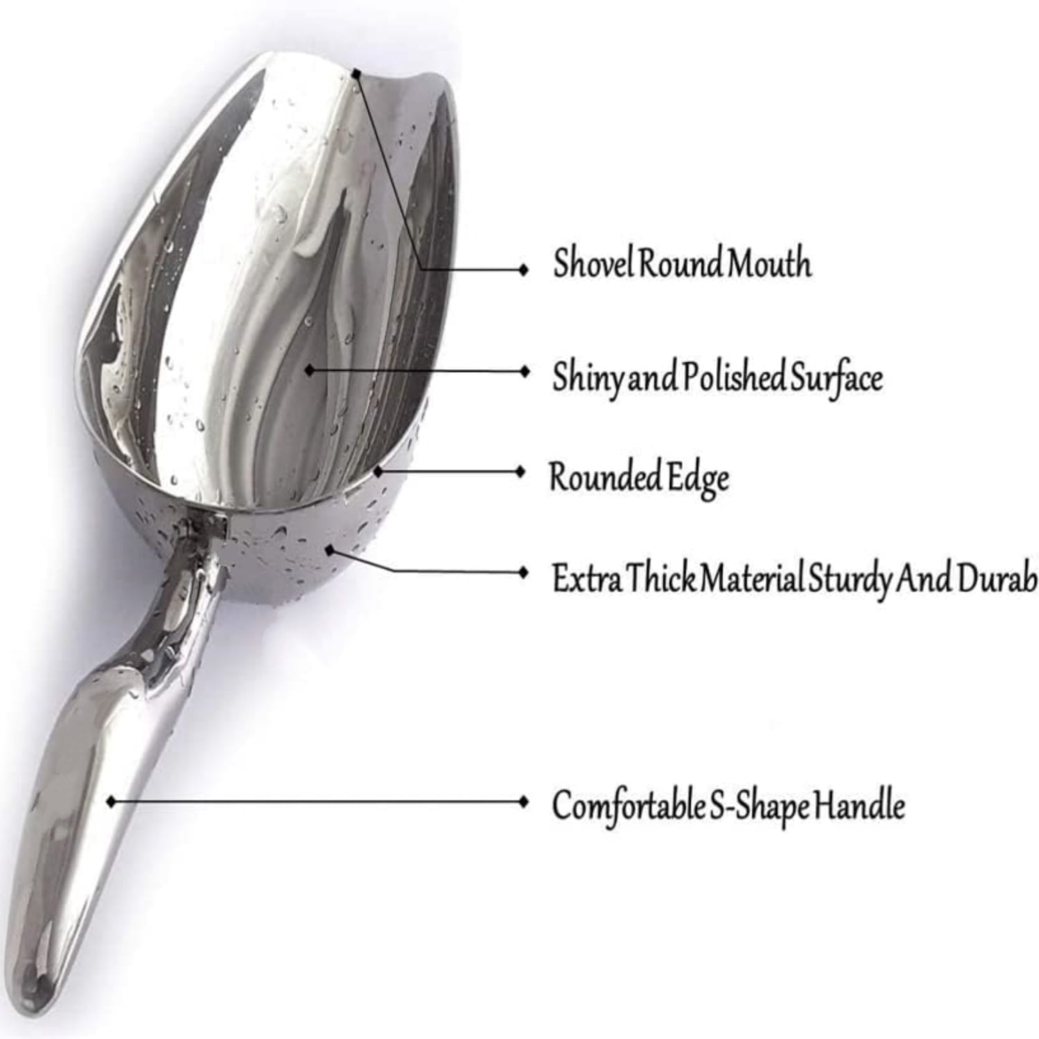 Stainless Steel Ice Scoop 8 OZ, Metal Ice Scooper For Ice Maker, Multipurpose For Candy Kitchen Bar Party Wedding Pet Animal Dog Food Scoop Beach Shovel