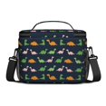 thumbnail image 3 of Dinosaur and Silhouette Navy Blue Insulated Lunch Box for Women Men, Medium Leakproof Cooler Bag with Adjustable Strap, 10"x6.7"x8", 3 of 6