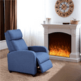 thumbnail image 2 of Renwick Fabric Push Back Theater Recliner Chair with Footrest, Light Blue, 2 of 10