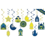MOMOJIA Eid Mubarak Hanging Swirl Pendants Set of 12 Moon Star House Spiral