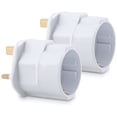 thumbnail image 2 of 2x eu to uk travel adapter white power outlet, 2 of 5