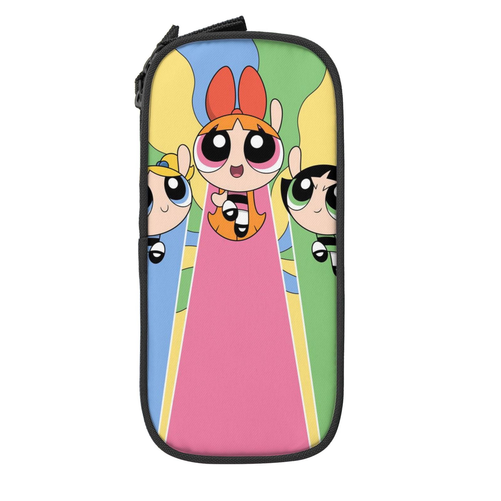 The Powerpuff Gi-rls Pencil Case Large Capacity Pencil Pouch Penbag Office Stationery Organizer Travel Makeup Bag Black