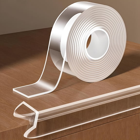 XIBUFE 1.18 in X 9.84 Ft,Clear Edge Protector Strip Sharp Edge Wrap Cover Tape,Self Adhesive Protective Bumper Guards for Cabinet Door Desk Glass Table Bed Furniture,Kitchen Countertop