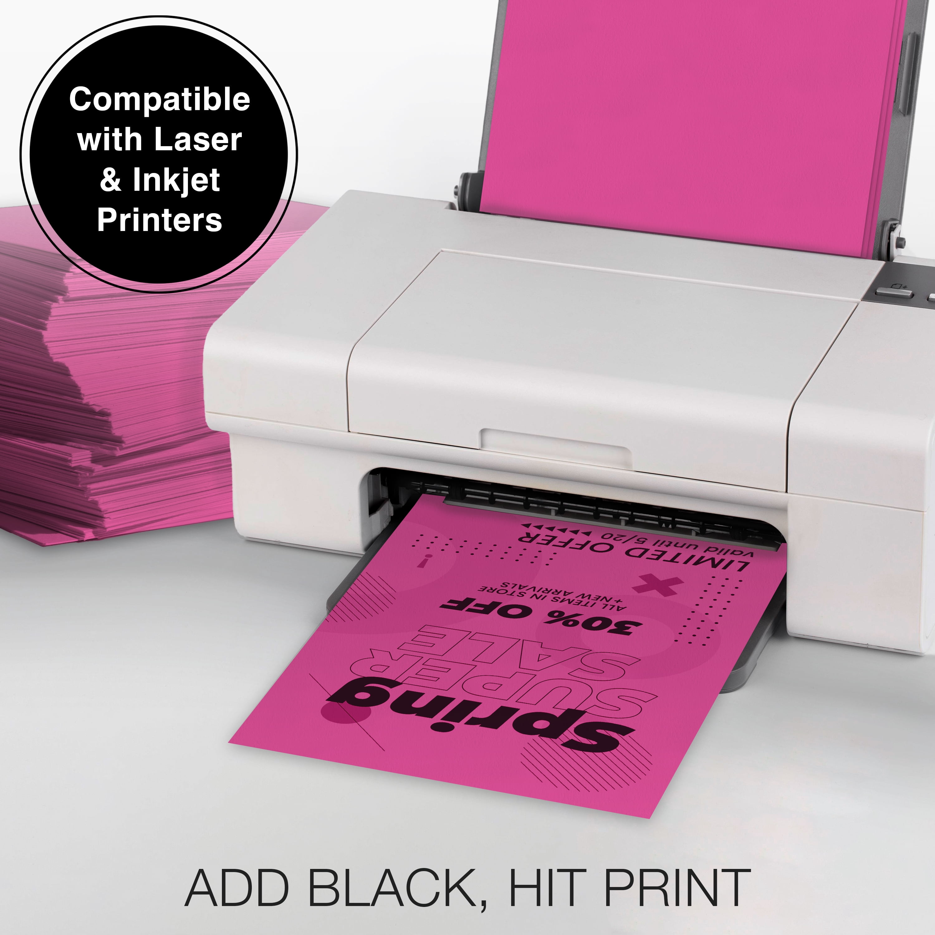 PrintWorks Premium Bright Fuchsia Pink Colored Paper 8.5" x 11" - 24 lb/89 gsm - 2500 Sheets - Made in the USA - FSC® Certified - Acid-Free & Fade-Resistant - Printer Compatible (00100)