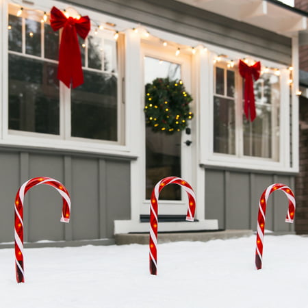 Best Choice Products Set of 10 15in Weather Resistant Christmas Candy Cane Pathway Marker Lights for Indoor/Outdoor Holiday Decoration w/ 25ft Total Length - (Best Candy Canes For Christmas)