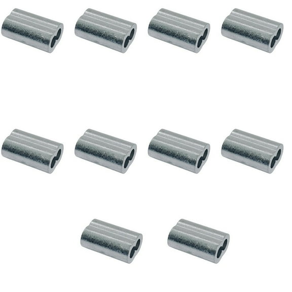 3/8" Aluminum Crimping Loop Sleeve Wire Rope Sleeves Double Barrel Ferrule 10 Pc