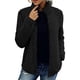 thumbnail image 2 of Abrigo de Piel Sintética para Mujer, Larga, Cuello Alto, Cremallera, Forro , Informal, Moderno Negro L, 2 of 6