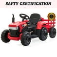 thumbnail image 7 of TOBBI 12V Electric Kids Ride on Tractor with Trailer LED Lights, USB, Bluetooth, Age 3-6 Child, Red, 7 of 7