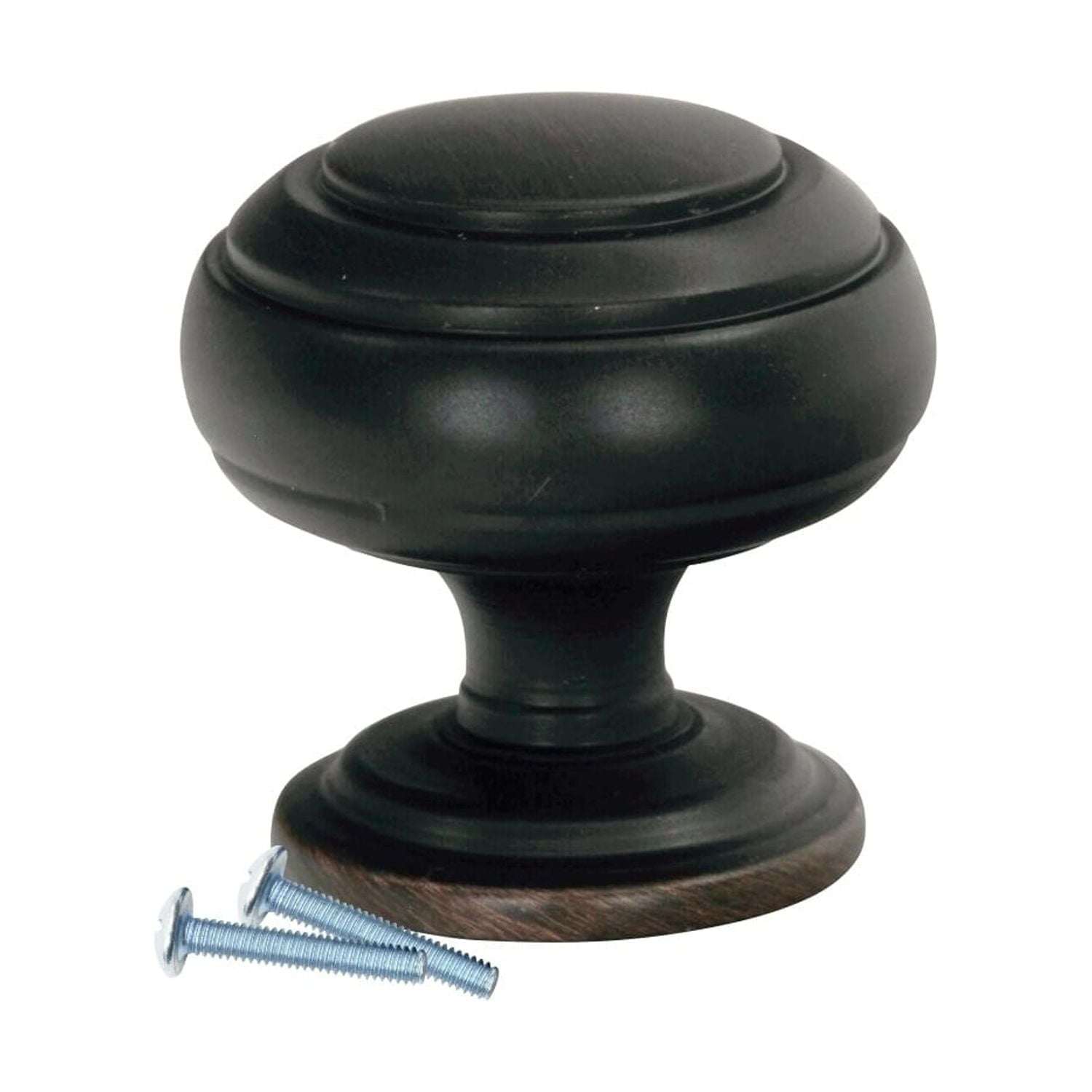 10 Pack Classic Round Ring Brushed Oil-Rubbed Bronze Cabinet Hardware Knob, 1-1/4 Inch Diameter