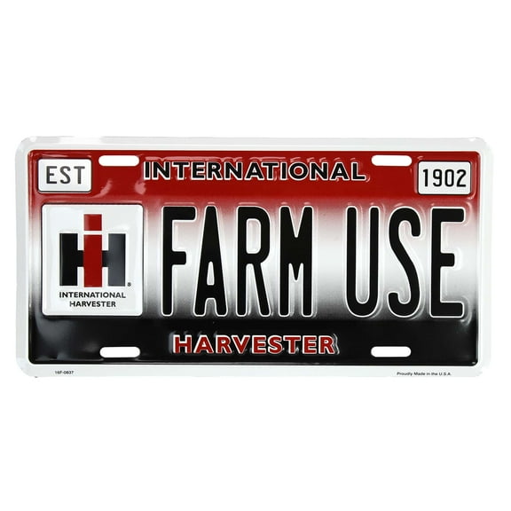 International Harvester Farm Use Embossed Metal License Plate 16208
