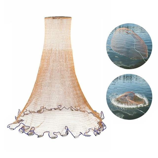 Filet de Pêche Appât Main Facile Lancer Filet Jeté Piège Maille B 3.0M Pas d'Anneau