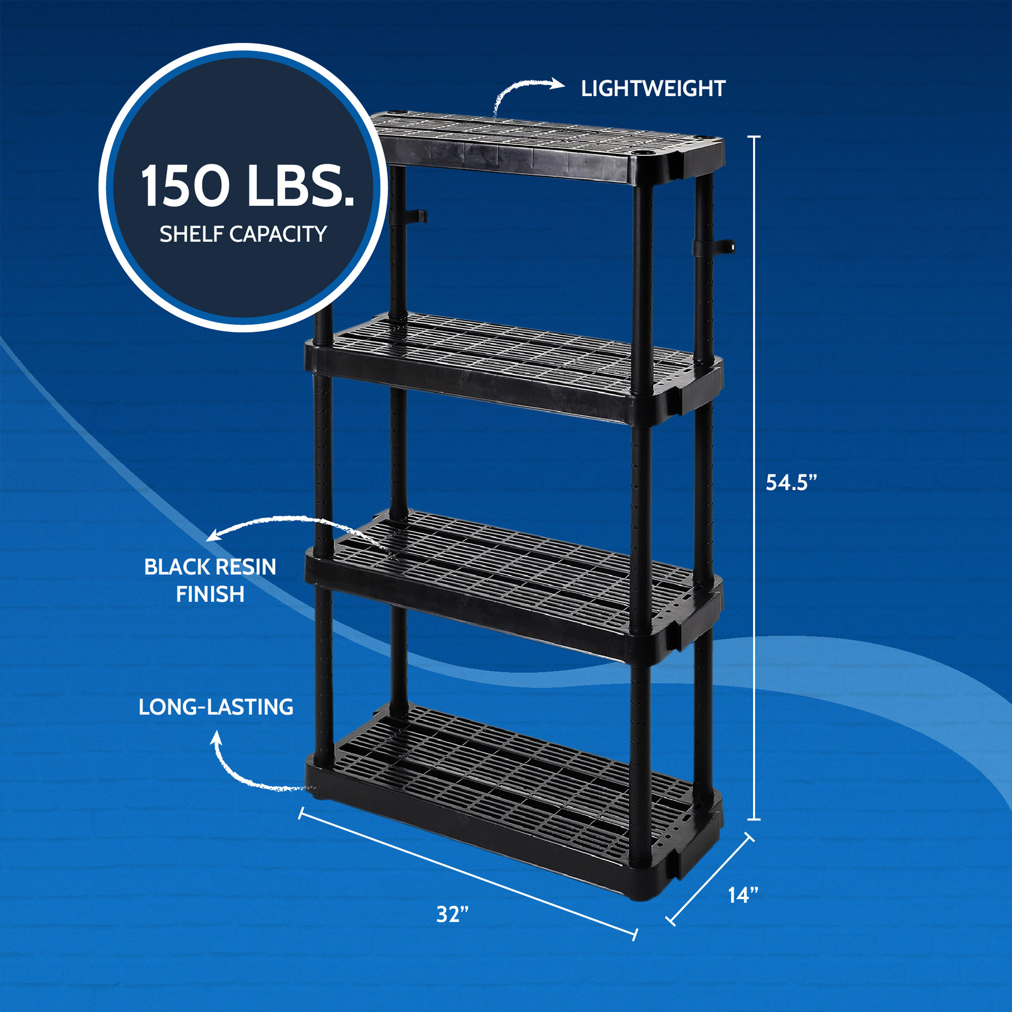 Gracious Living 4 Shelf Adjustable Height Ventilated Storage Unit, Black - image 5 of 12