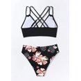 thumbnail image 2 of KuKeDi Women's Push Up V Neck Bikini Sets Criss Cross Back Two Piece Bathing Suit, 2 of 6