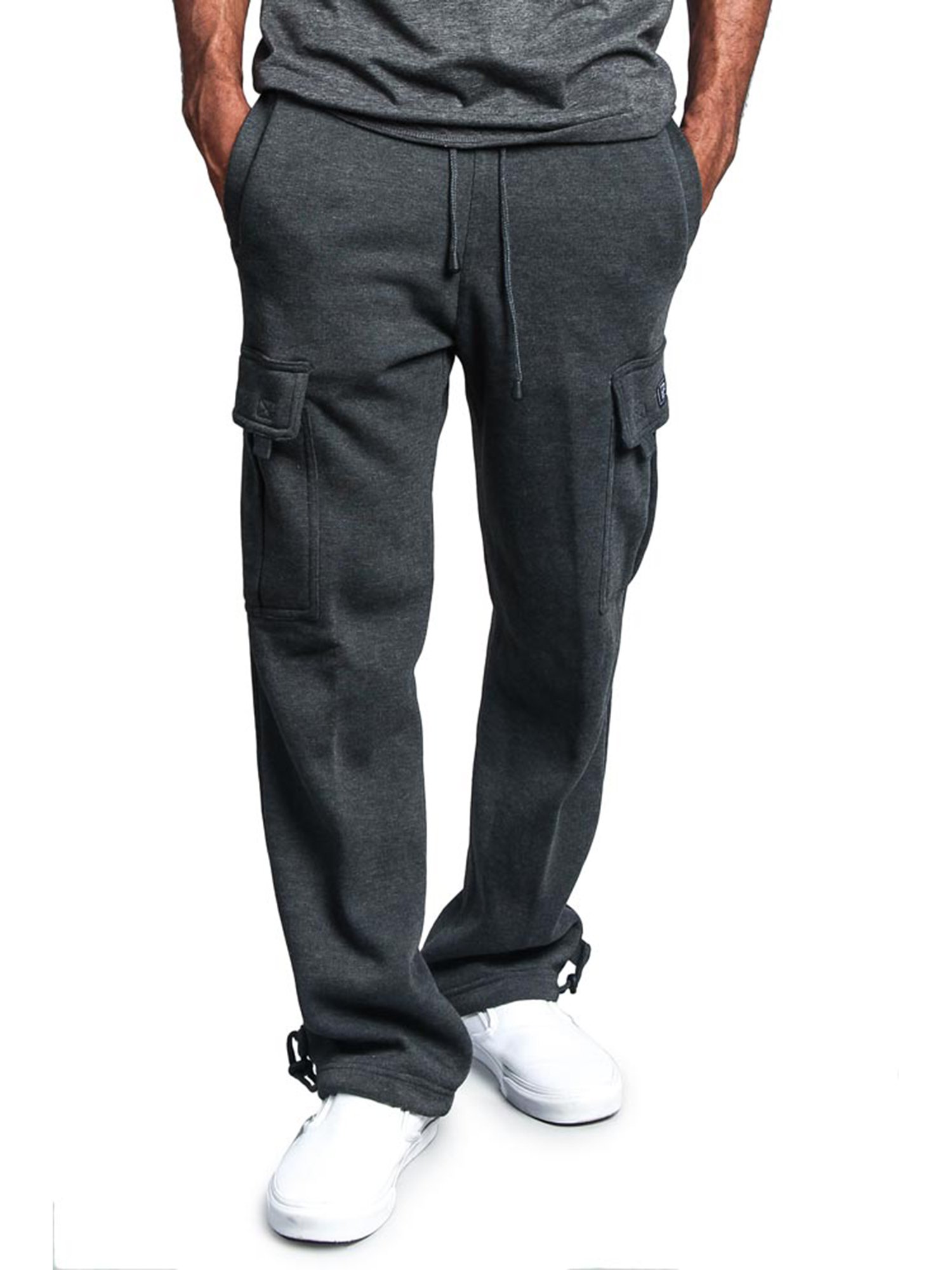 men's solid fleece heavyweight cargo sweatpants