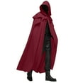 thumbnail image 2 of qolati Mens Medieval Cape Cloak with Hood Halloween Steampunk Shawl Cloaks Coat Renaissance Vintage Lace Up Gothic Robe With Party Prom, 2 of 6