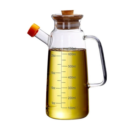

Portable Heat-resistant Glass Oil Can Leakage-proof Sauce Jar Sauce Cruet Oil Dispenser Sauce Pourer with Bamboo Cover