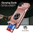 thumbnail image 2 of Dteck Case with Tempered Glass Screen Protector for iPhone 16e,Shockproof Card Holder [Store 2 Cards] Wallet Case Magnetic Ring Stand Dual Layer Heavy Duty Protective Cover for iPhone 16e,Rosegold, 2 of 7
