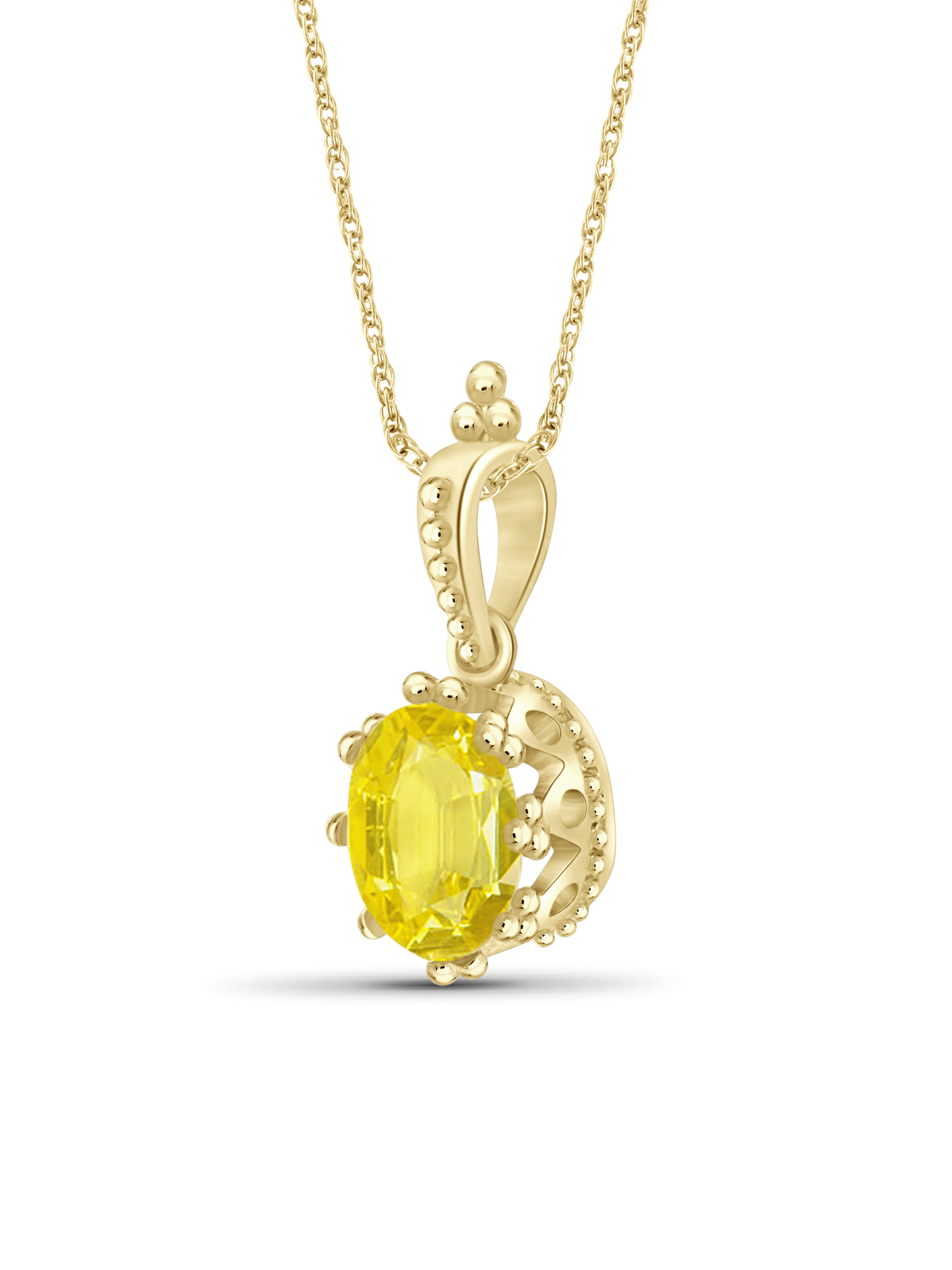 JewelersClub 2.00 Carat T.G.W. Yellow Sapphire 14K Gold Over Silver Pendant
