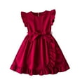 thumbnail image 2 of ATOGUTA Girls Birthday Dress Ruffle Sleeves Casual Clothes Cute Playwear Dresses Red, Size 3T-8, 2 of 4