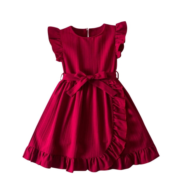 QIPOPIQ Robe en Tulle pour Tout-Petite Fille Été à Volants Sans Manches Robe Décontractée de Mode pour Bébé Fille 2-8 Ans Liquidation