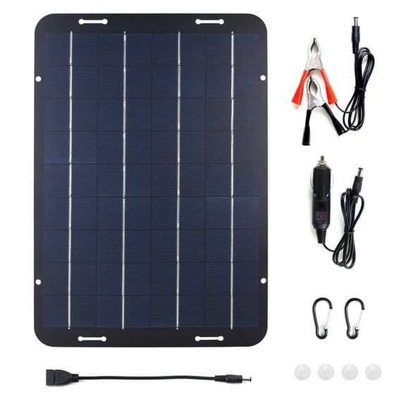 10W 18V Solar Battery Charger Maintainer, Portable Waterproof Solar Panel Charging Kit for RV Camper Tractor Boat
