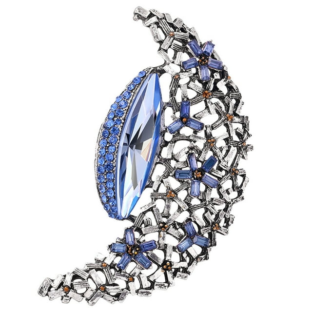 1 Pce Broche en Forme de Lune Vintage Élégante en Alliage avec Strass Incrustée Épingle à Revers pour Femmes Dames Filles
