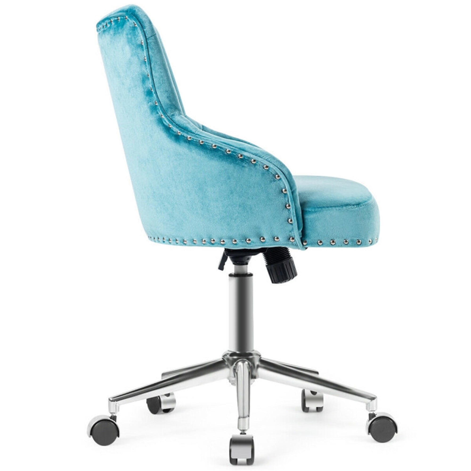 Demi Bonn Tufted Upholstered Swivel Computer Desk Chair with Nailed for Home, Bedroom, Study, Rolling Work Computer Office Chair, Turquoise