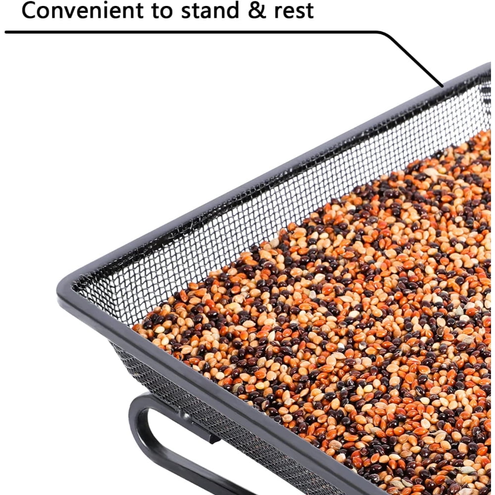 PEACNNG Platform Ground Bird Feeder Tray, Metal Mesh Seed Tray for Feeding Birds, Garden Decoration for Wild Birds and Squirrels