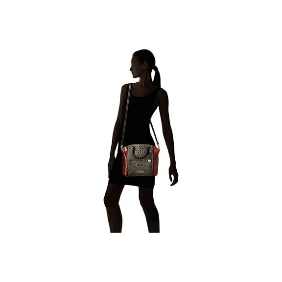 Brahmin Large Duxbury Heartwood Serpentine/Green/Pecan/Metallic Satchel