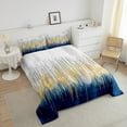 thumbnail image 3 of Abstract Art Bedding Twin Navy Gold Grey Comforter Set, Geometry Stripe Bedding Comforter Sets Golden Metallic Sequins Duvet Insert, Dark Blue Tie Dye Down Comforter Luxurious Modern Bedroom Decor, 3 of 5